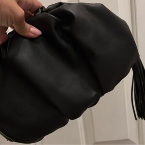 Rebecca Minkoff Elegant Black Women's Clutch w Tassel VEGAN leather like new!